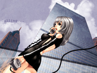Woman cyberpunk giantess rooftop cityscape - a tall building free wallpaper