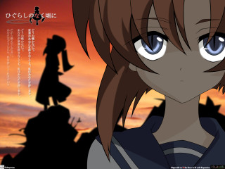 Anime blueeyes brownhair sunset silhouette - anime visual free wallpaper