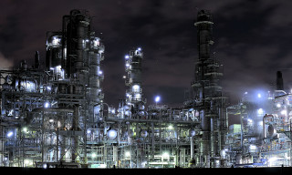 Industrial plant night lights large - industrial free wallpaper