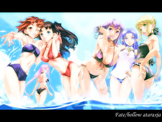 Group women bathing suits water - the water free wallpaper