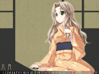 Woman kimono table knife clock - a knife free wallpaper