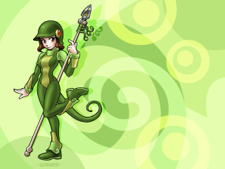 Cartoon character green hat dress - pop surrealism free wallpaper