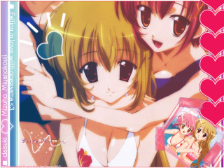 Anime girls hugging hearts alice - a couple of anime girls free wallpaper