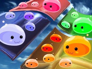 Colored objects sky clouds blue - 2 d game art free wallpaper