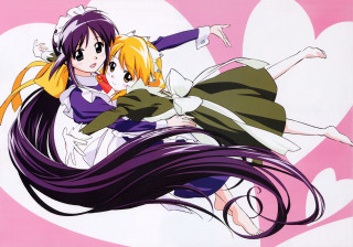 Anime couple hugging purple pink - neoromanticism free wallpaper