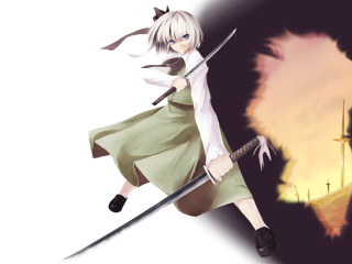 Woman sword windmill sky purism - a sky in the background free wallpaper