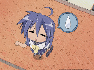 Blue hair umbrella rain chibi - blue hair free wallpaper for desktop