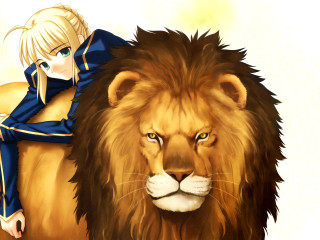 Lion woman blue dress lion - ayo free wallpaper