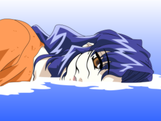 Water lying anime bluehair bangs - flat free wallpaper