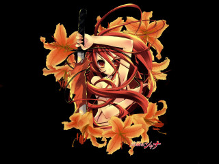 Woman sword flower hair orange - orange leaf free wallpaper