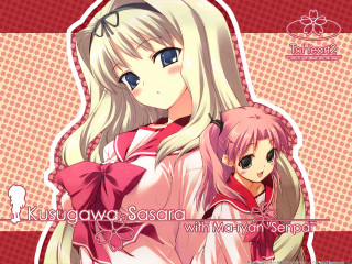 Girl longhair pinkoutfit holdingdoll redbackground - sōsaku hanga free wallpaper