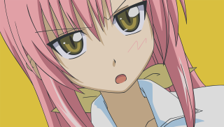 Pink hair green eyes surprised - tachisme free wallpaper