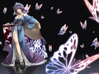 Blue dress butterflies suitcase fantasy - a suitcase free wallpaper