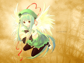 Anime girl green hair wings - a red ribbon free wallpaper