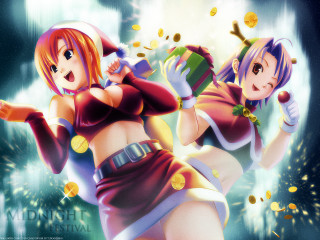 Anime girls christmas dance coins - sots art free wallpaper
