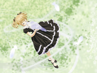 Girl dress flying butterfly green - a green background free wallpaper