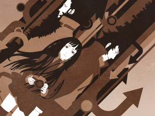Mirror portrait gear sepia bangs - behind her free wallpaper