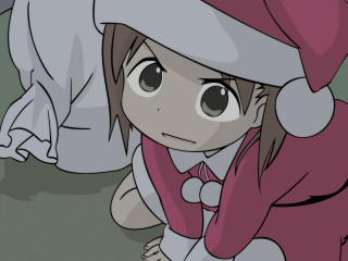 Cartoon girl santa hat angry - excessivism free wallpaper