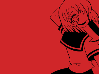 Girl ponytail blackshirt redbackground vorticism 2 - lineart free wallpaper