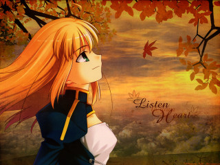 Girl longhair autumn leaves sunset - lyco art free wallpaper