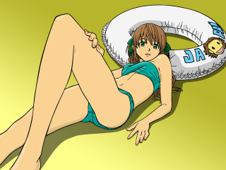 Woman laying baseball life preserver - her shoulder free wallpaper for desktop
