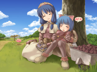 Anime characters grass tree pig - the grass next free wallpaper
