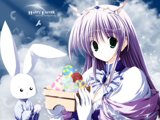 Girl bunny egg crown anime - a box free wallpaper