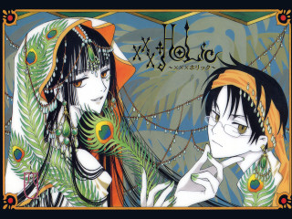 Anime peacocks holography mosaic 2girls - a peacock free wallpaper