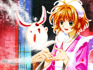 Anime girl kimono cherryblossoms star - a white object free wallpaper
