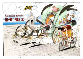 Horse carriage bicycle motorcycle people - eiichiro oda free wallpaper