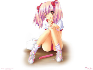 Pink haired girl sitting blush - pink hair free wallpaper
