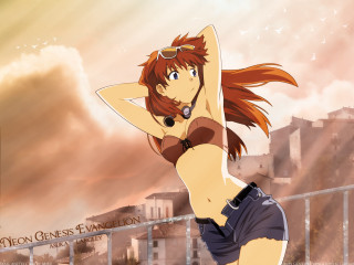 Woman bikini balcony city sky - a balcony free wallpaper