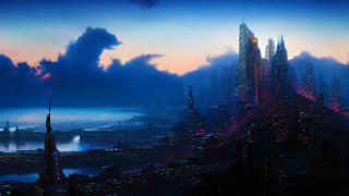 City skyline tall buildings night - christophe vacher free wallpaper