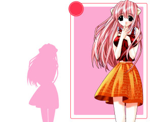 Pink haired girl red dress - background free wallpaper