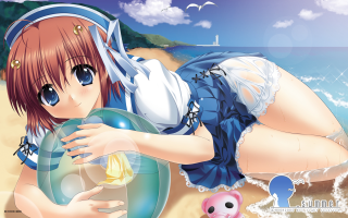Girl beach ball teddy anime - her other hand free wallpaper