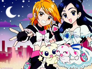 Anime girls moon star happy - stuffed free wallpaper