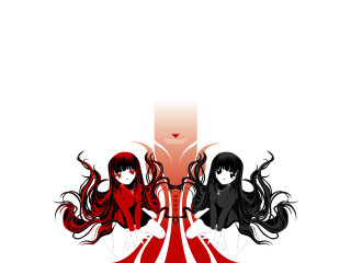 Three anime girls bench cross - gothic free wallpaper for desktop