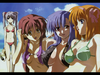 Beach girls bikinis anime sky - bikinis free wallpaper