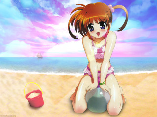 Girl bikini beach sand sunset - a girl in a bikini free wallpaper