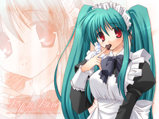 Anime girl green hair candy - a anime girl free wallpaper for desktop