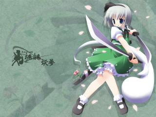 Konpaku youmu white hair sword - a white cat free wallpaper