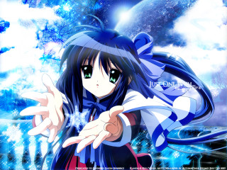 Anime longhair greeneyes pointing starrysky - green eye free wallpaper