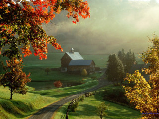 Farm road barn distance white - a farm free wallpaper