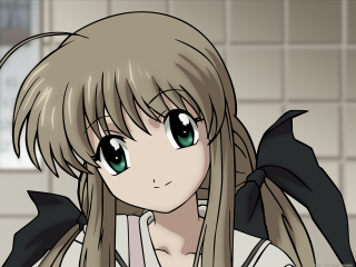 Anime girl long hair green - her face free wallpaper
