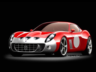 Red white sports car black - digital painting free wallpaper
