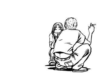 Man woman cigarette lineart greyscale - eddie campbell free wallpaper