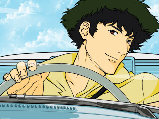 Man driving car blue sky - funk art free wallpaper