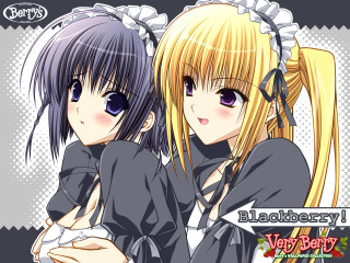 Two anime girls long hair - a black shirt free wallpaper