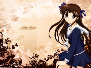 Girl blue dress tree long - front free wallpaper