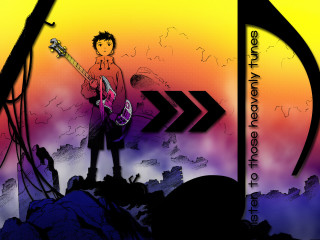 Hill guitar man amulet sunset - top of a hill free wallpaper